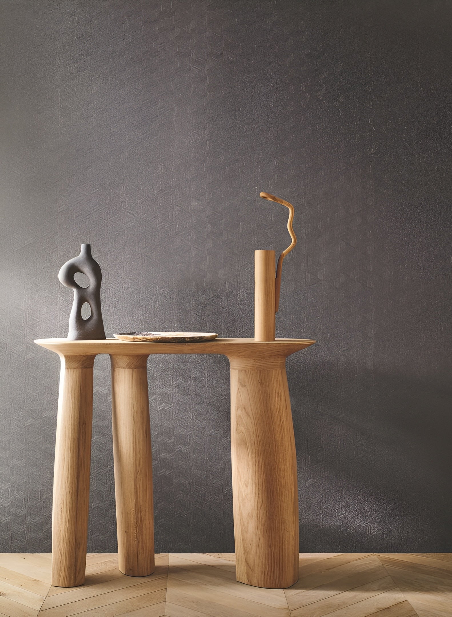 Geometric Structural Wallpaper Inspired by Banana Leaves LINDU - OPALINE Light Green