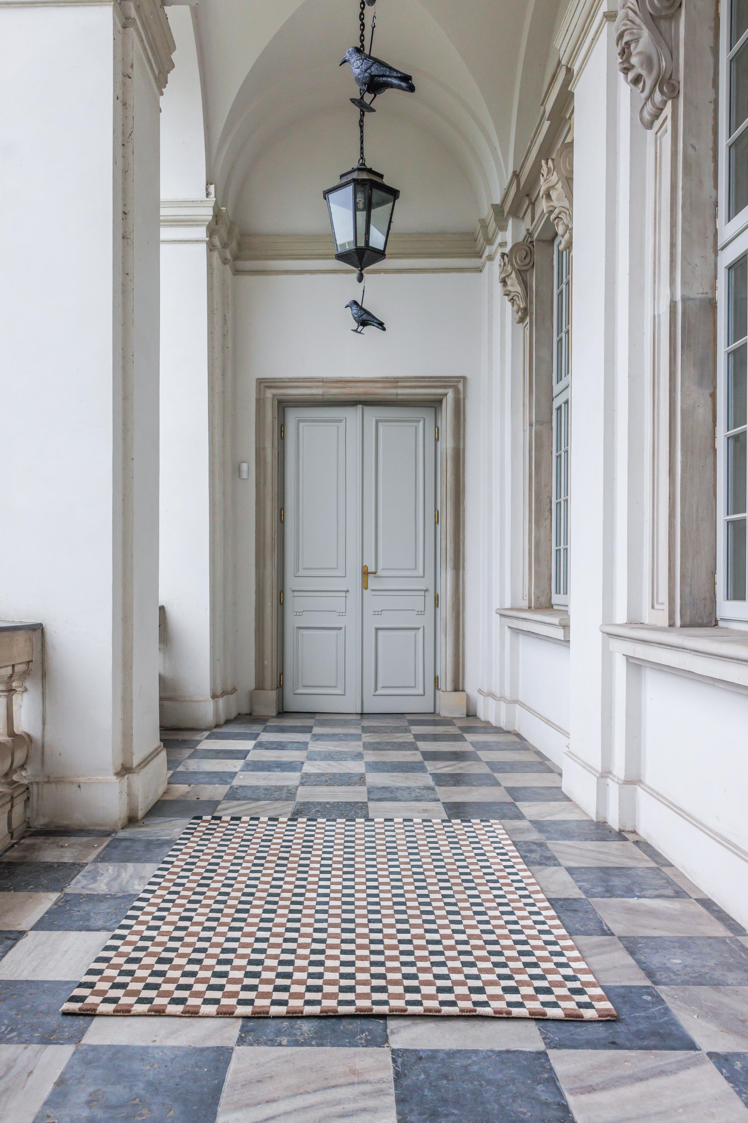 Teppich FLICKER dunkelgrün mit beige und braun