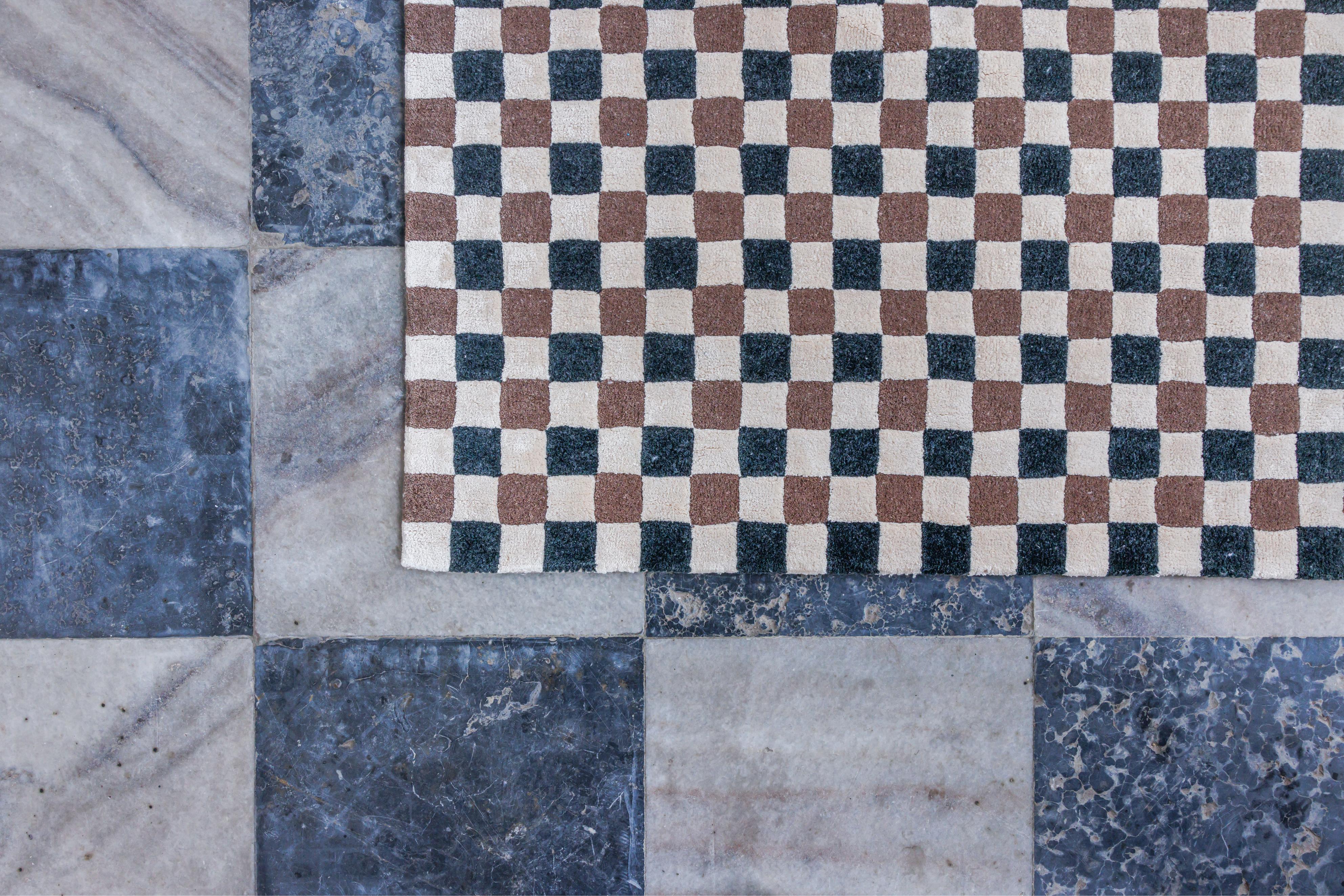 Teppich FLICKER dunkelgrün mit beige und braun