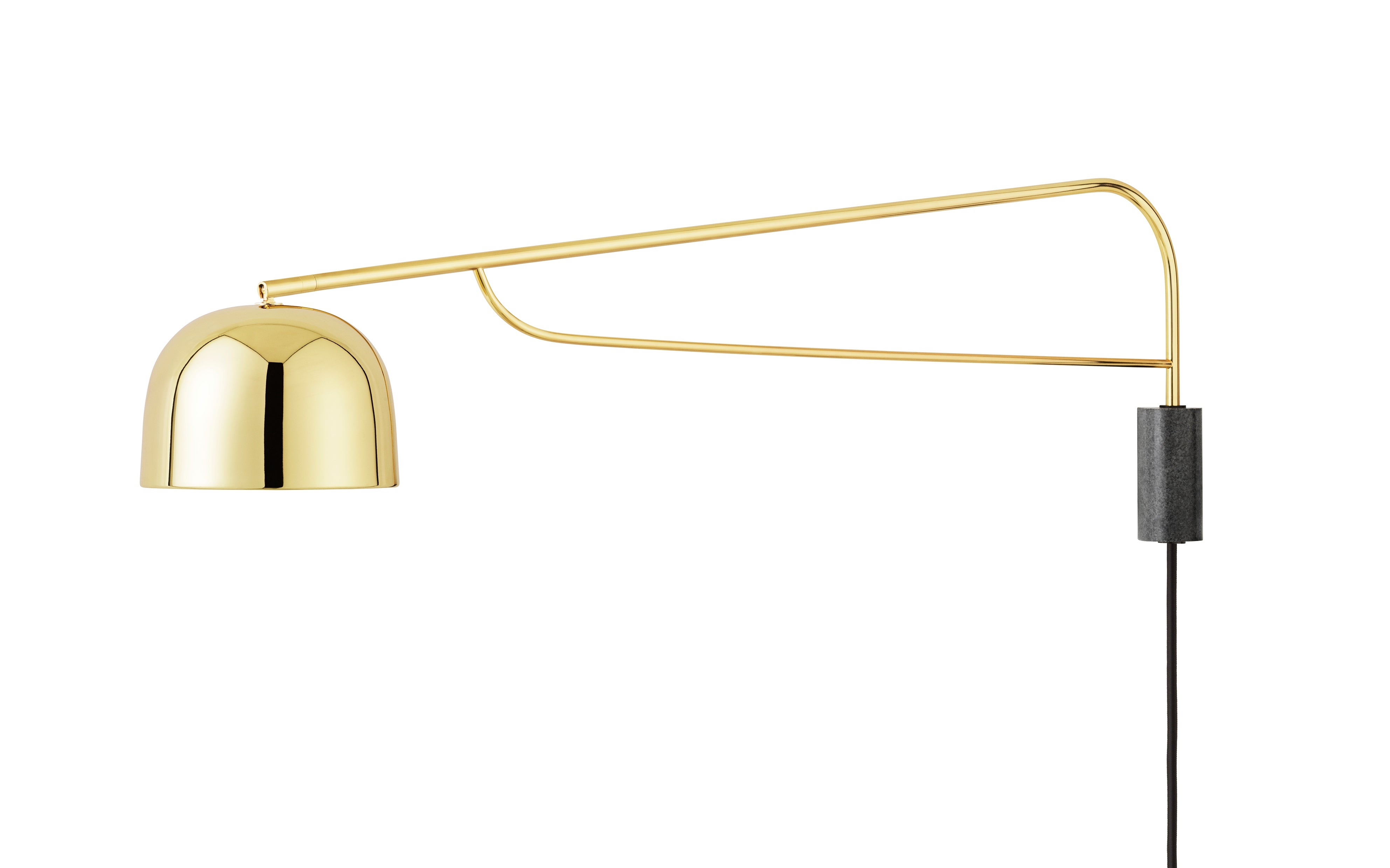 Wandleuchte mit Arm GRANT gold mit schwarzem Granit