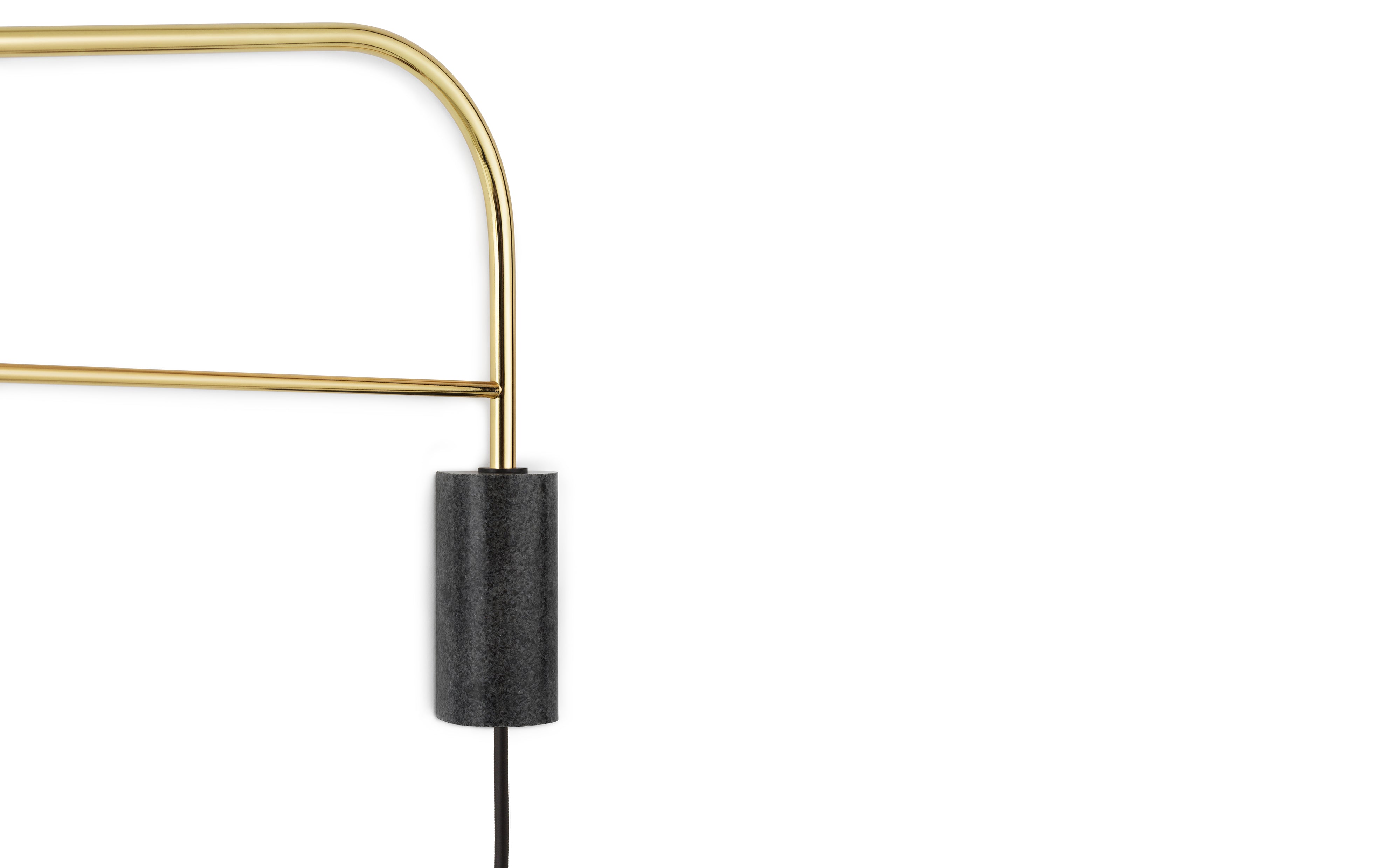 Wandleuchte mit Arm GRANT gold mit schwarzem Granit