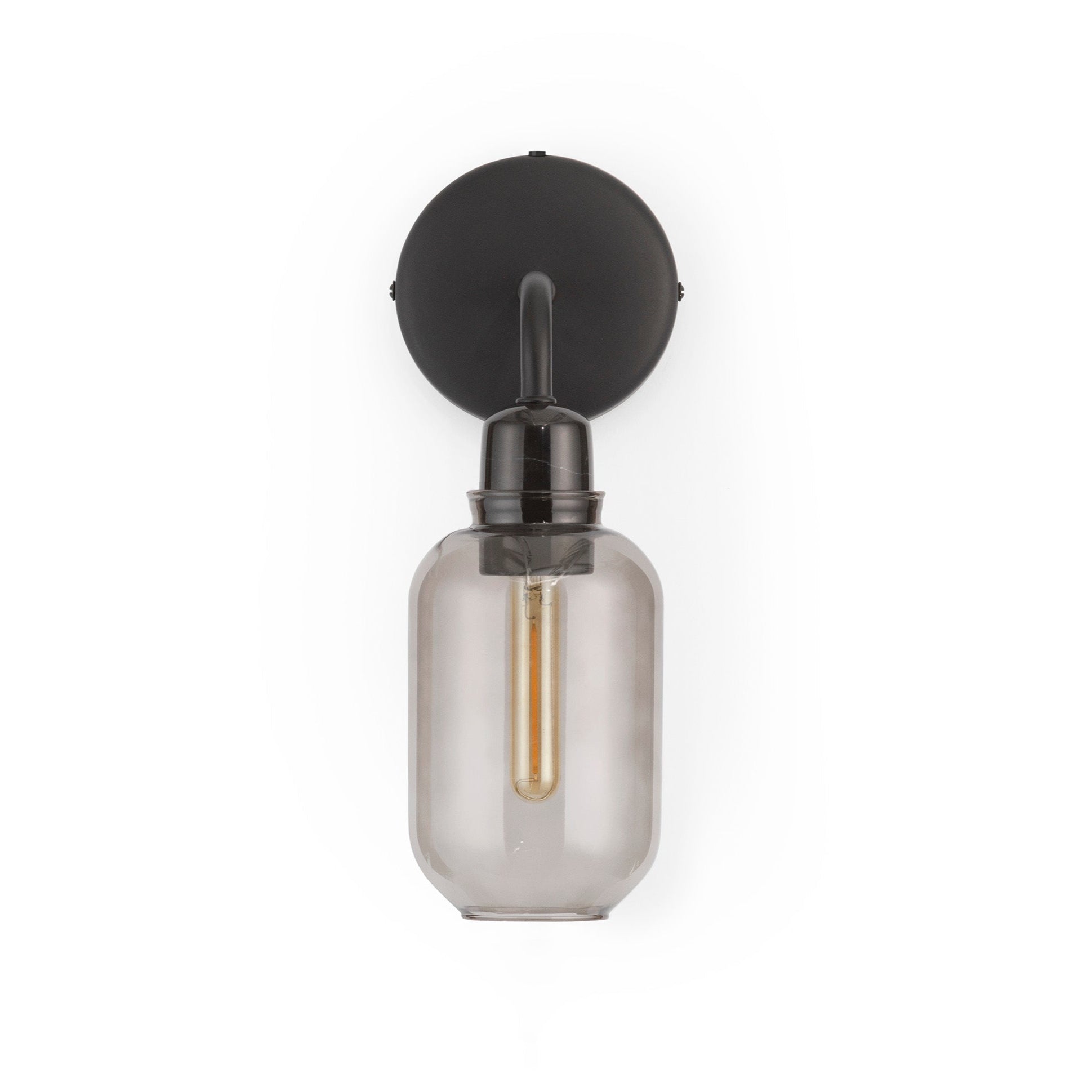 AMP Wandleuchte Rauchglas mit schwarzem Marmor