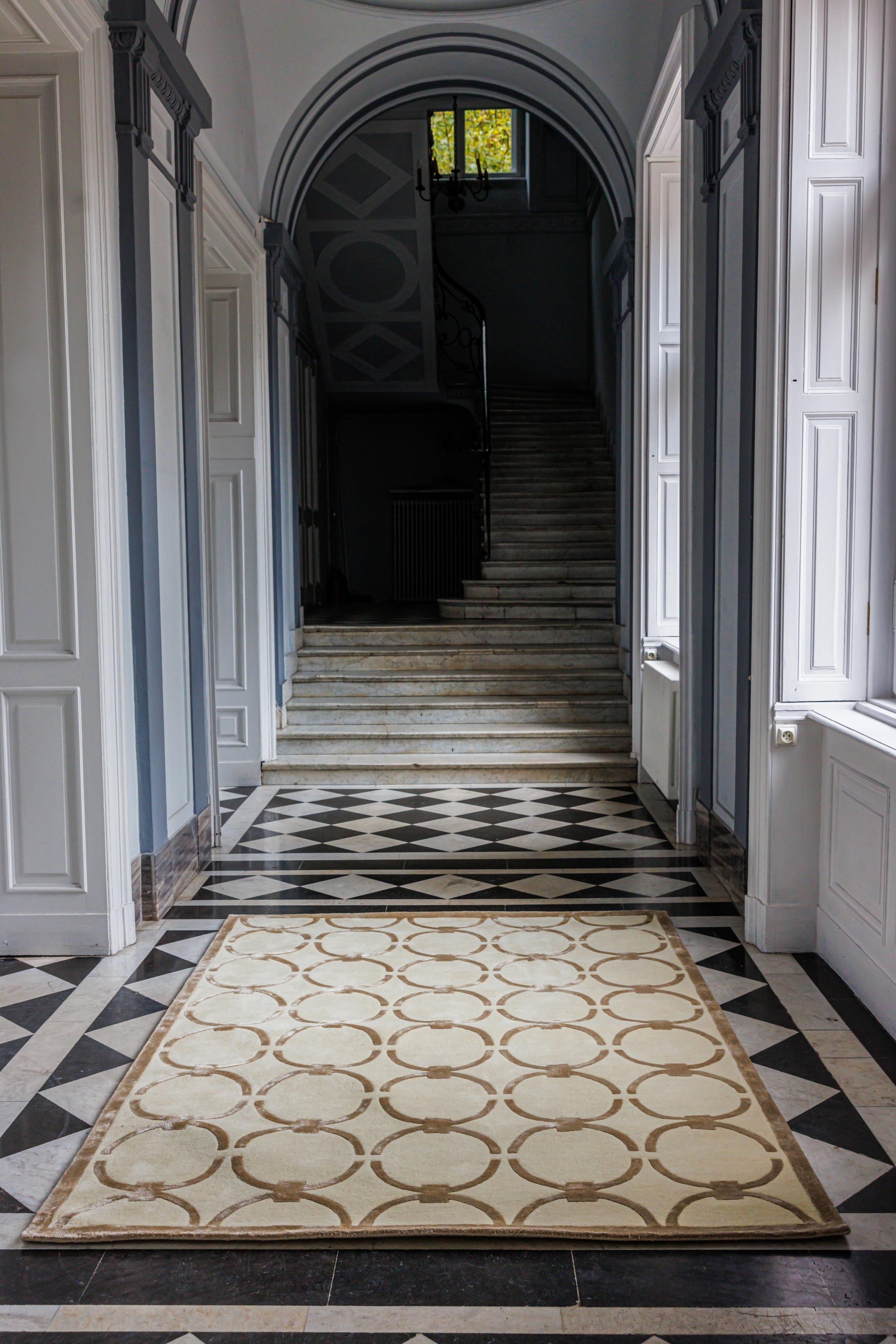 Teppich GLAM creme mit beigem geometrischem Muster