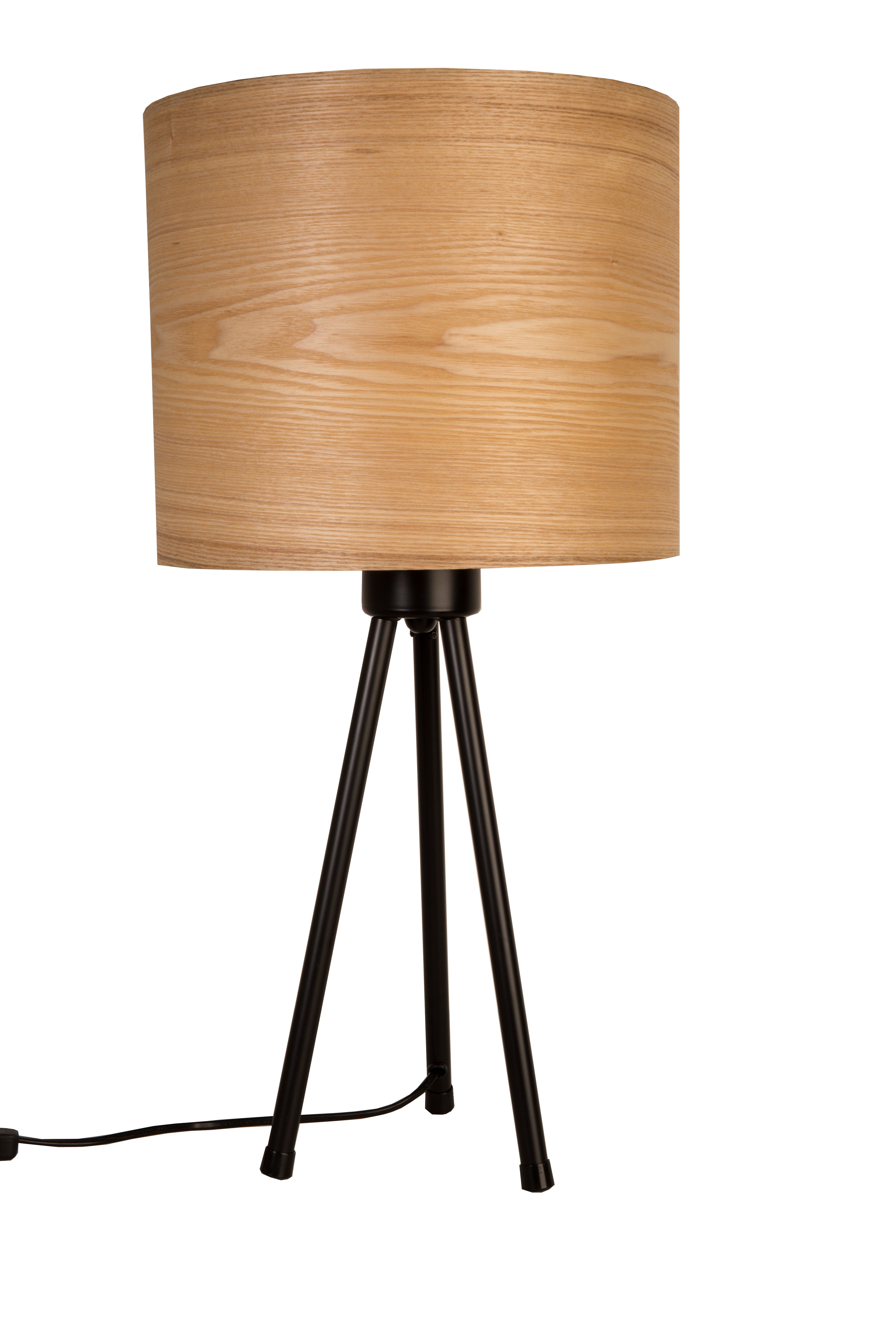 Tischlampe WOODLAND mit Eschenfurnier und schwarzem Sockel