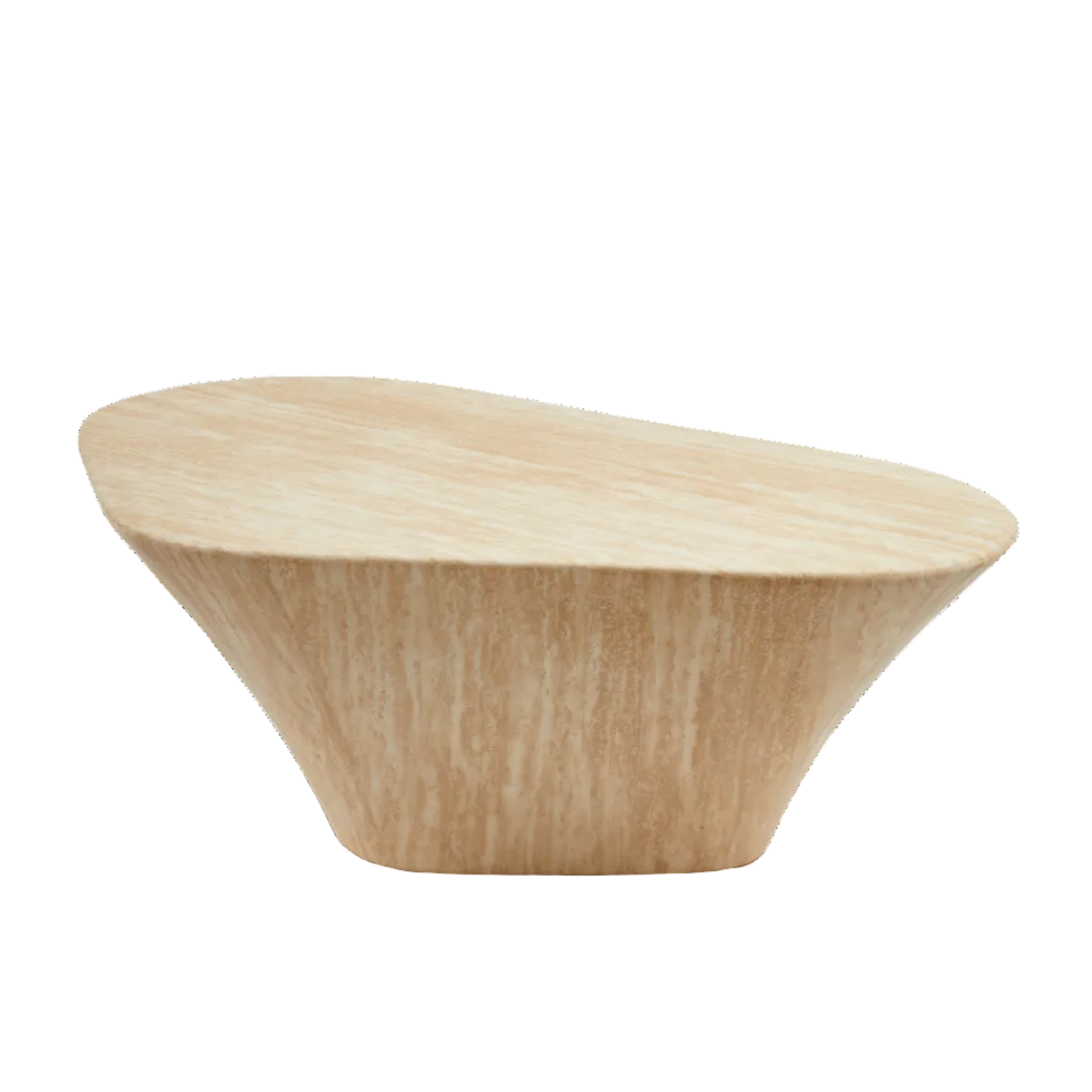 Beige OVAL MARBLE LOOK Coffee Table