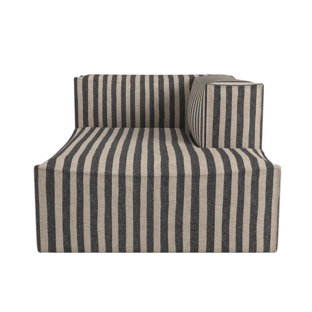 Rechtsseitiger Szezlong CATENA Louisiana schwarz mit sandfarbenem Bezug