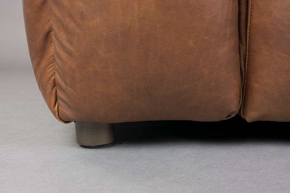 Modulares Sofa HACKMAN - linkes Endelement aus schokoladenbraunem Leder