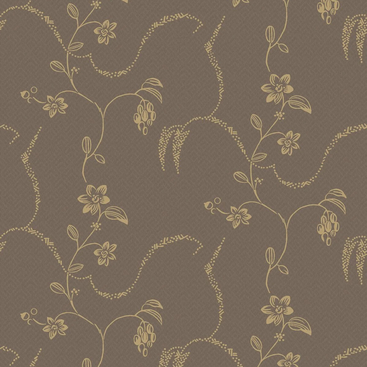 Tapete mit Pflanzenmotiv ELSIE braun mit Gold