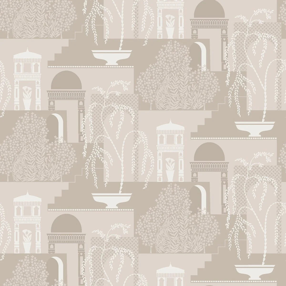 Antique Landscape Wallpaper MIMI Gray-Beige
