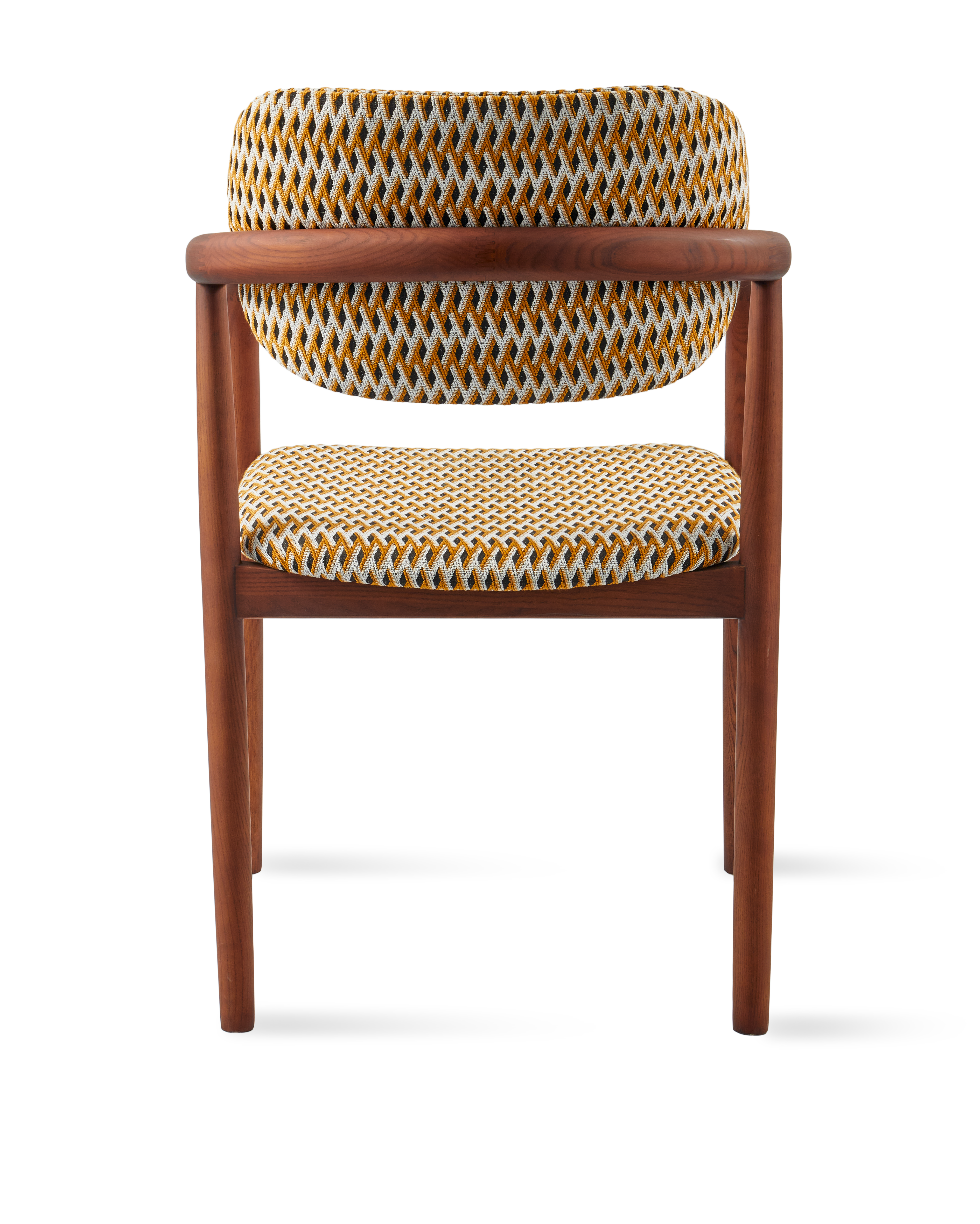 Sessel mit Armlehnen HENRY in geometrischem Muster mit Holzgestell