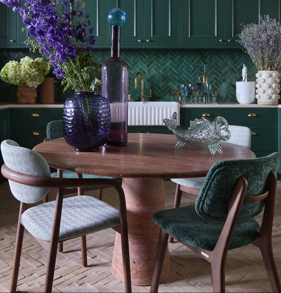 HAPPY DAYS Chair in Dark Green with Wooden Base