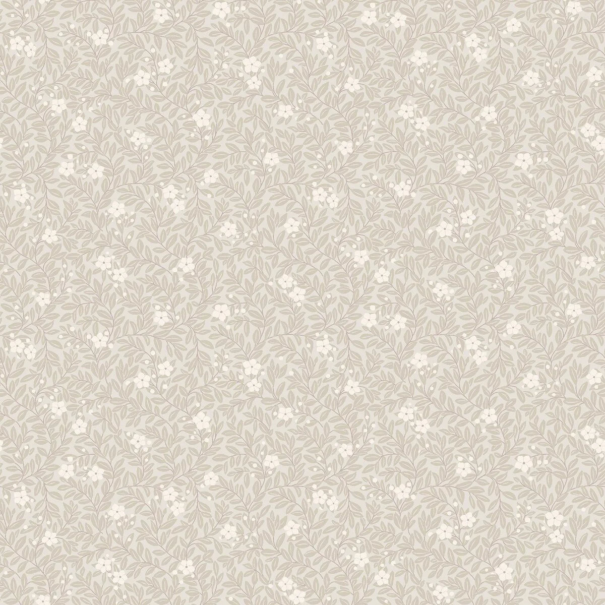 Tapete mit pflanzlichem Motiv aus Blumen und Blättern MYRTEN beige mit Weiß