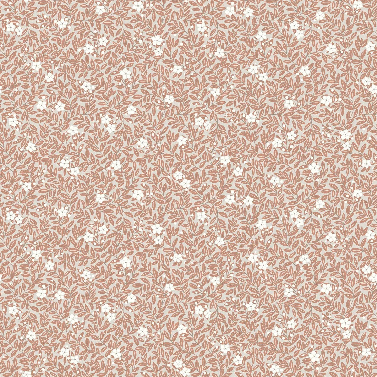 Tapete mit floralem Muster aus Blumen und Blättern MYRTEN rosa mit weiß