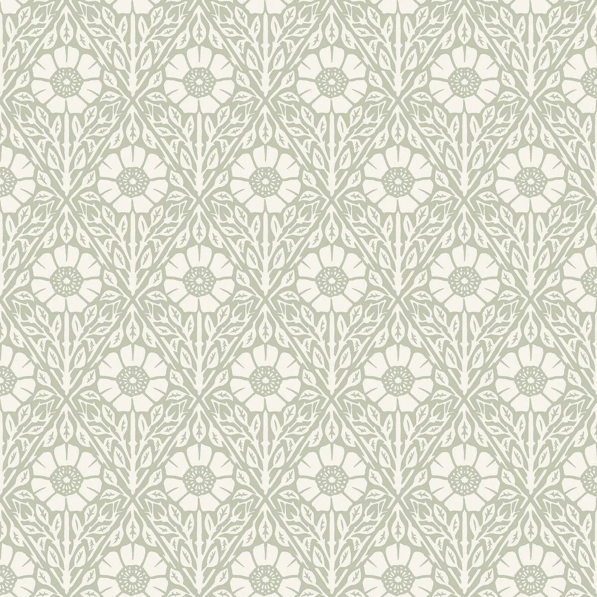 Tapete mit pflanzlichem Muster in Blumen NYPONROS grün mit weiß