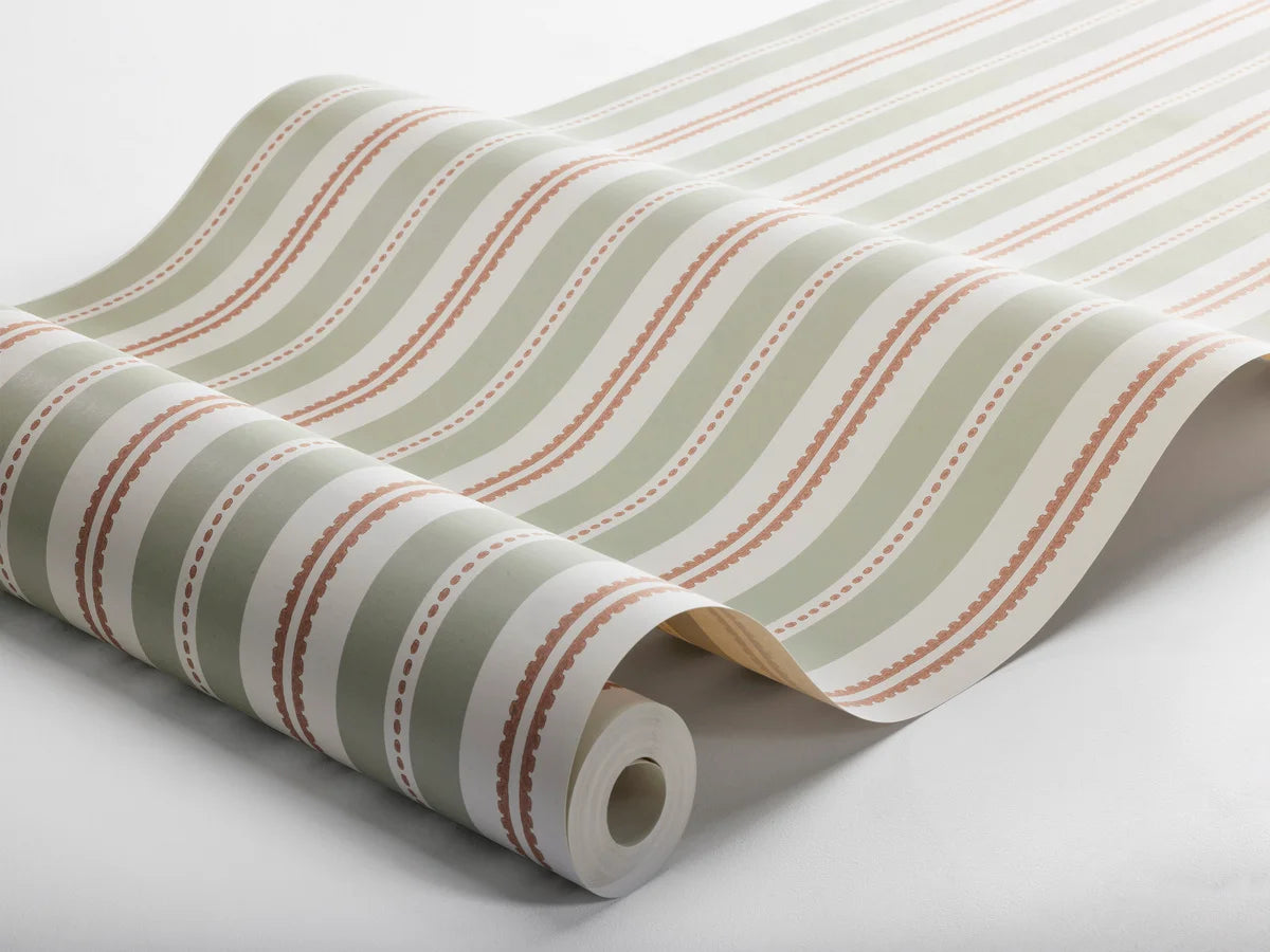 Tapete mit Streifen HEDDA grün mit weiß