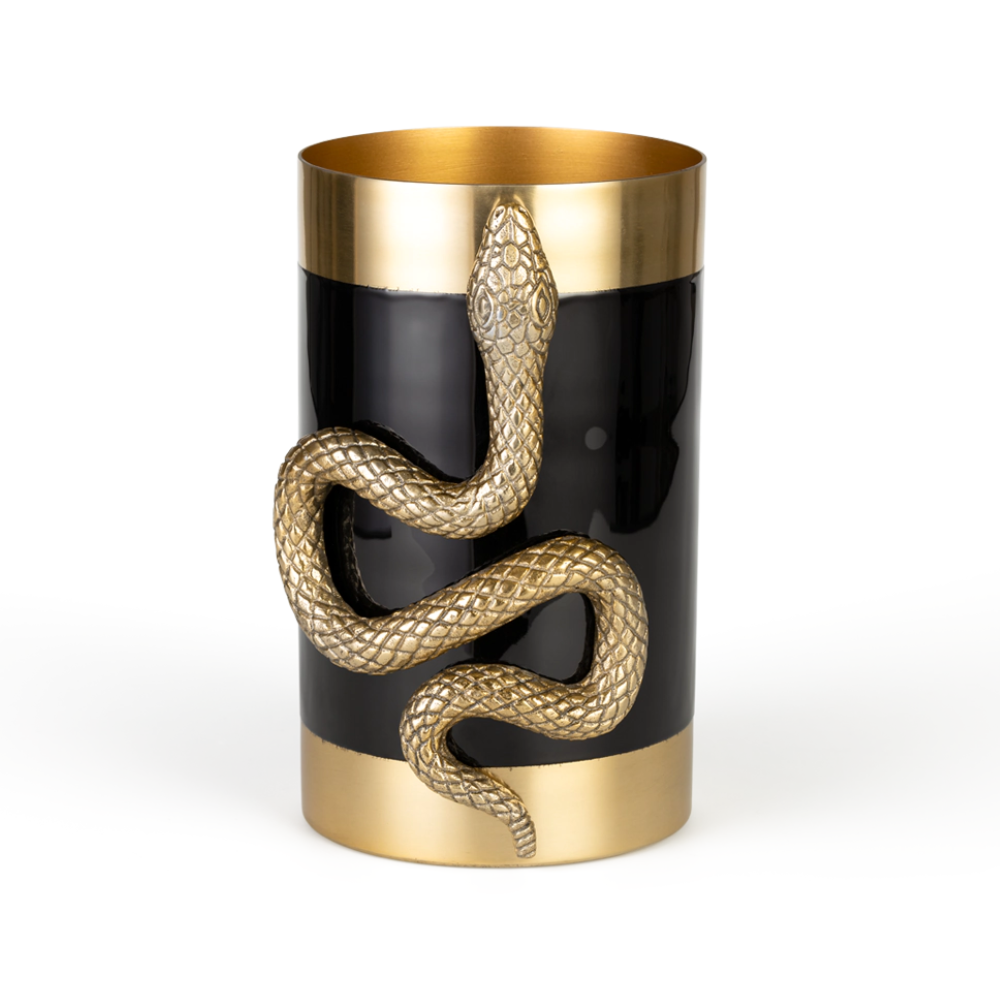 NEVER HURT A SNAKE VASE schwarz mit gold