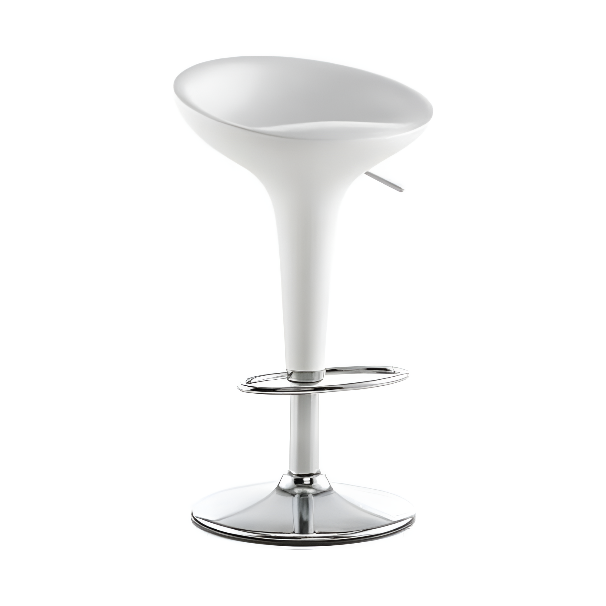 BOMBO white bar stool with adjustable chrome base