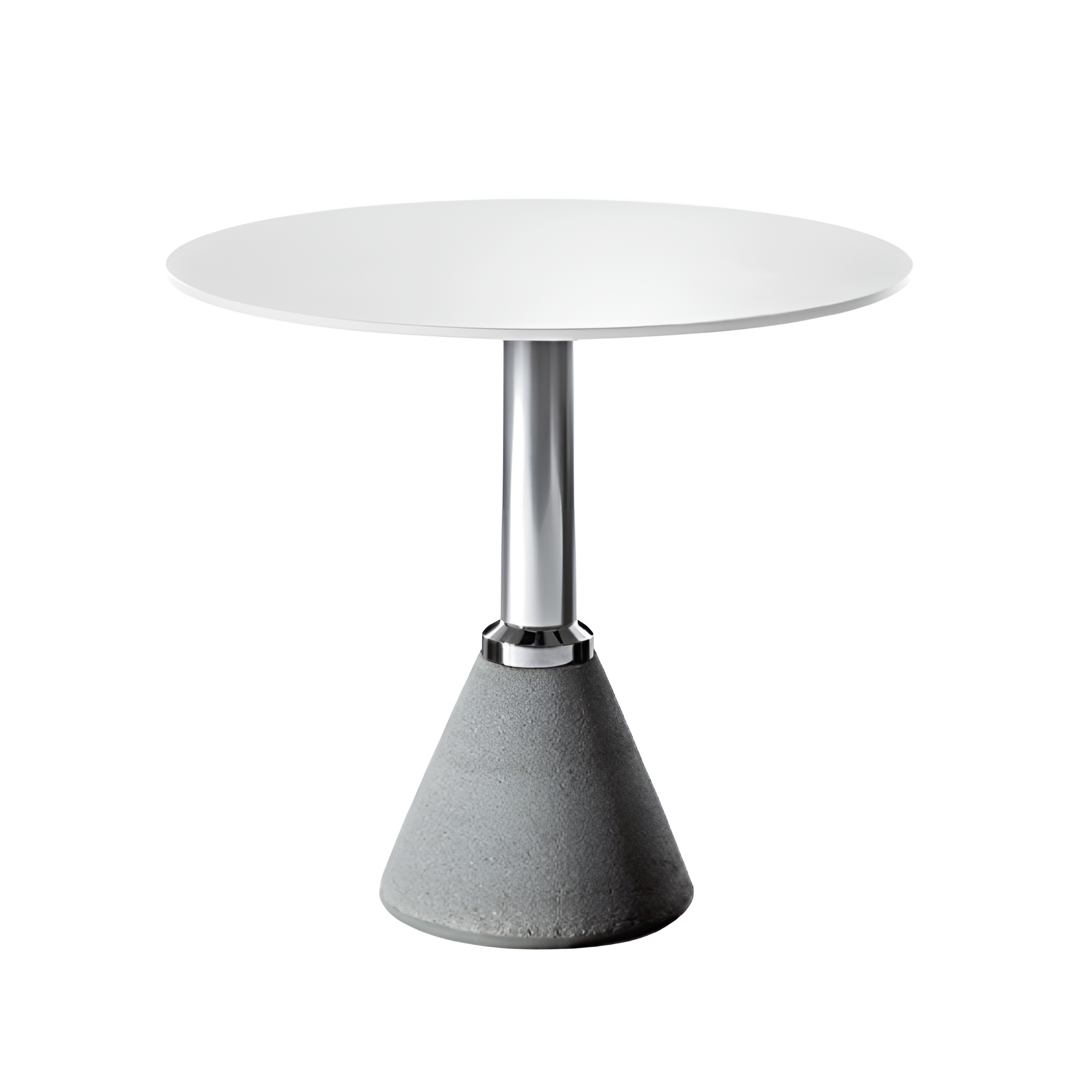 TABLE_ONE BISTROT runder Gartentisch in Weiß mit hellem Betonsockel