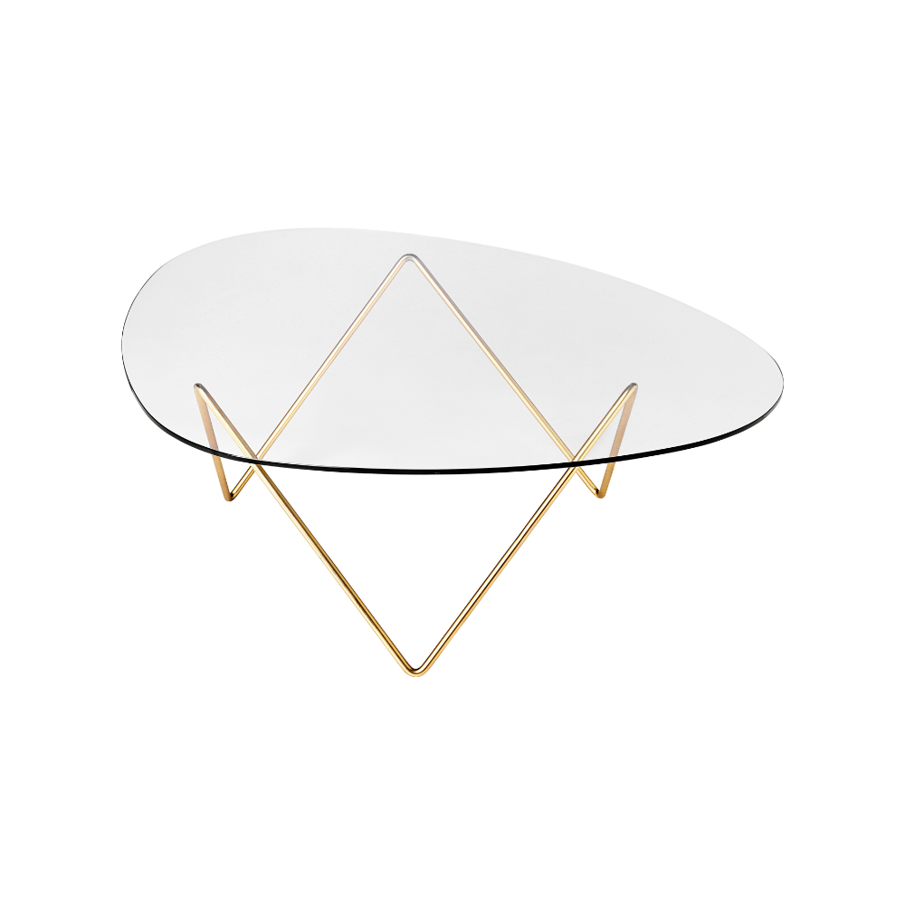 PEDRERA coffee table with glass and gold base