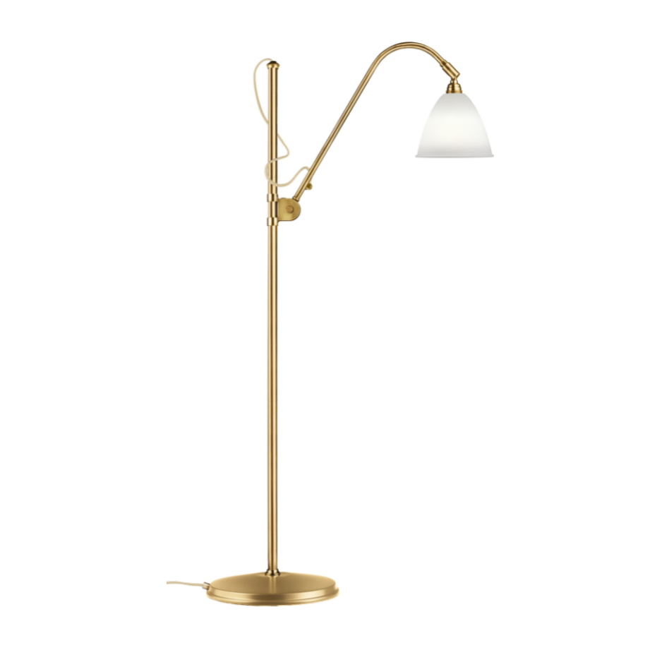 BESTLITE BL3 floor lamp in brass with a porcelain shade
