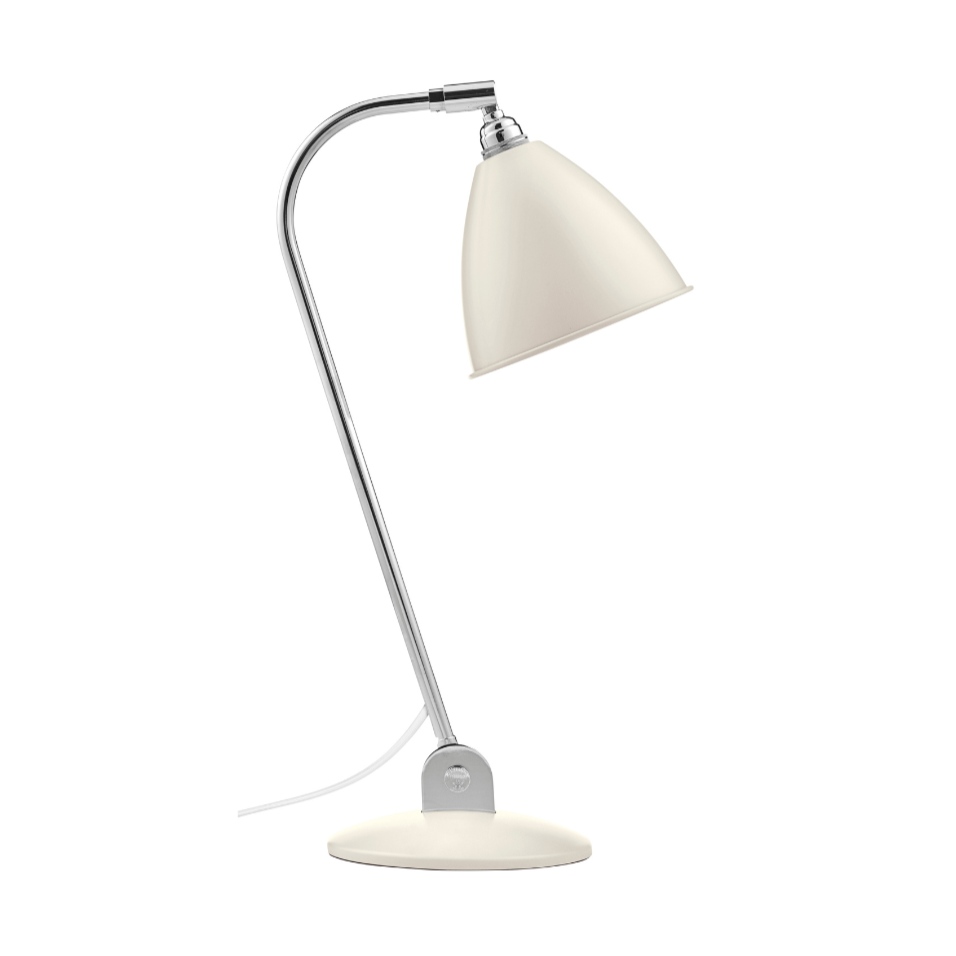 Tischlampe BESTLITE BL2 Chrom mit cremefarbenem Schirm