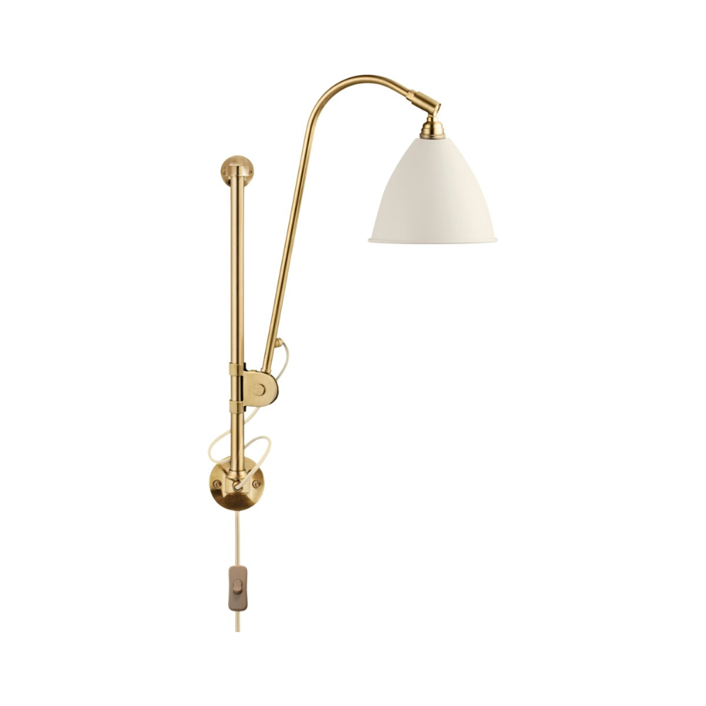 Wandleuchte BESTLITE BL5 Messing mit cremefarbenem Schirm