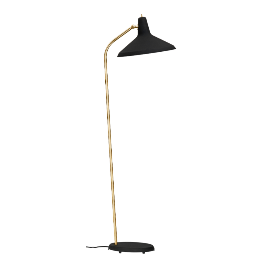G-10 Brass Floor Reading Lamp with Black