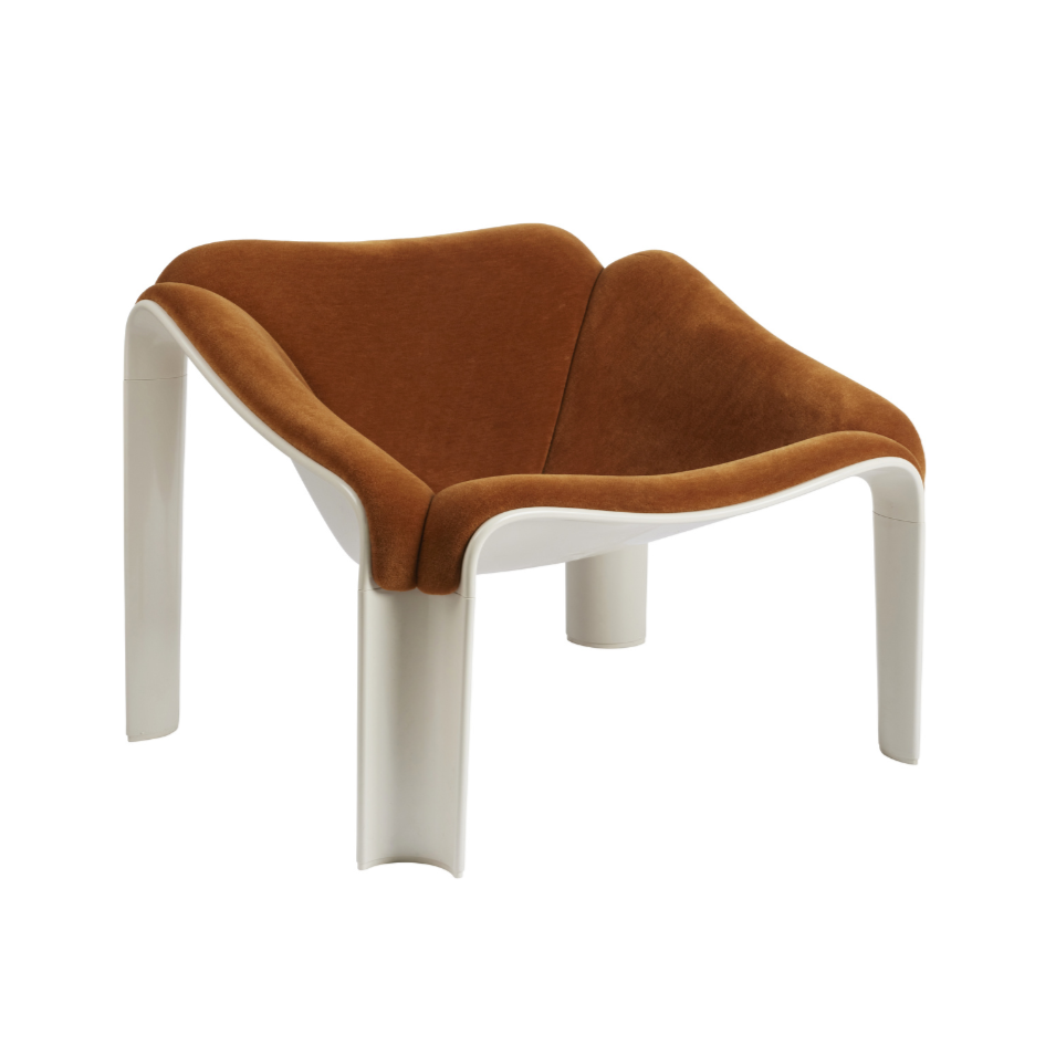 F300 Armchair in Cognac with White Base