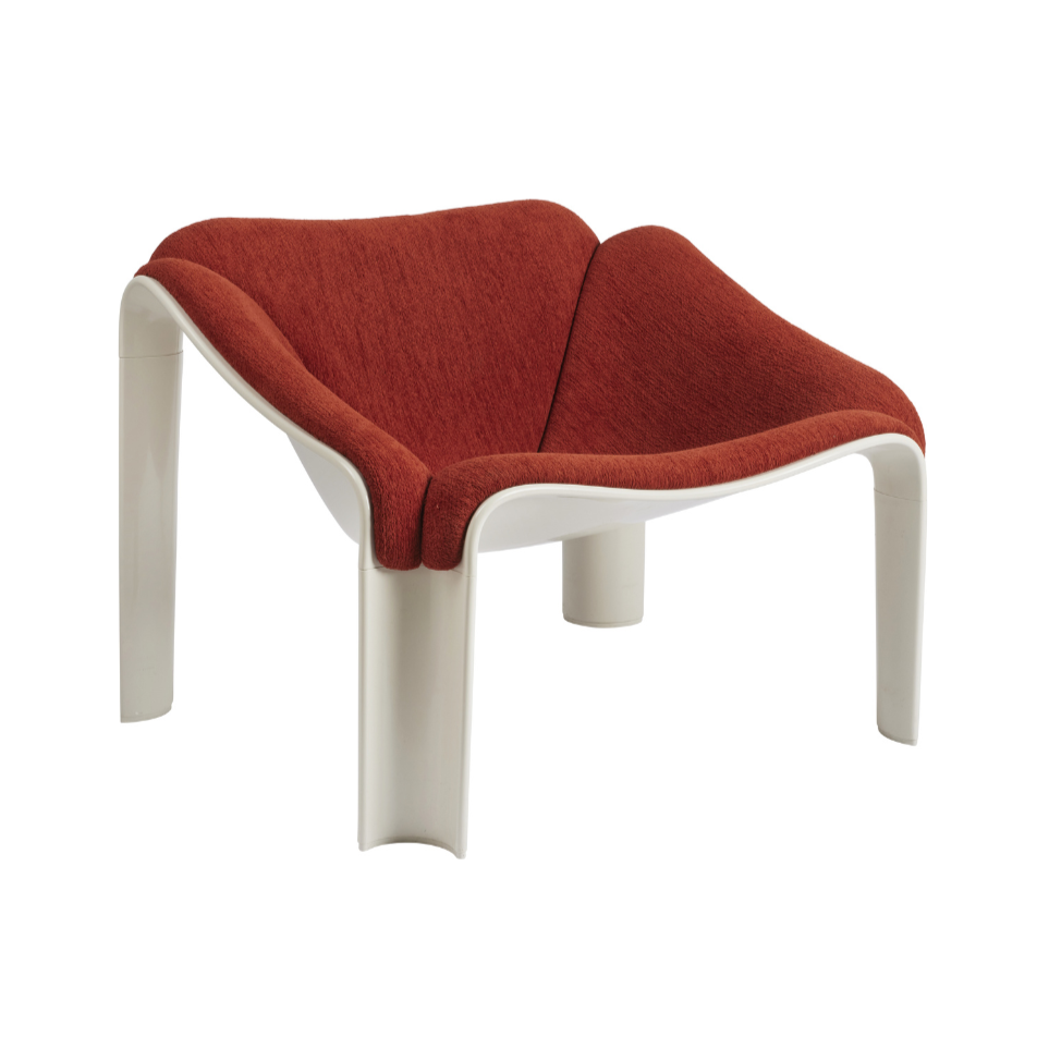 Sessel F300 in Rot mit weißem Gestell