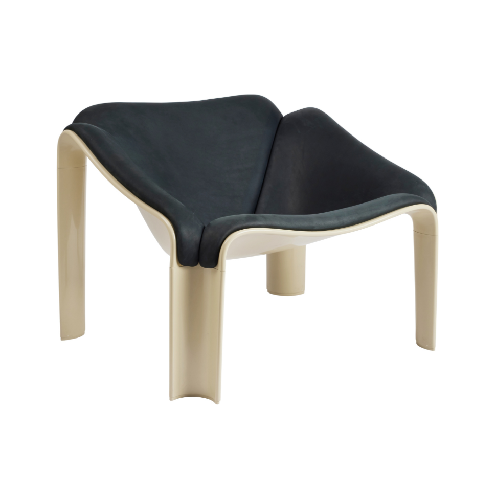 F300 Armchair navy leather with cream base
