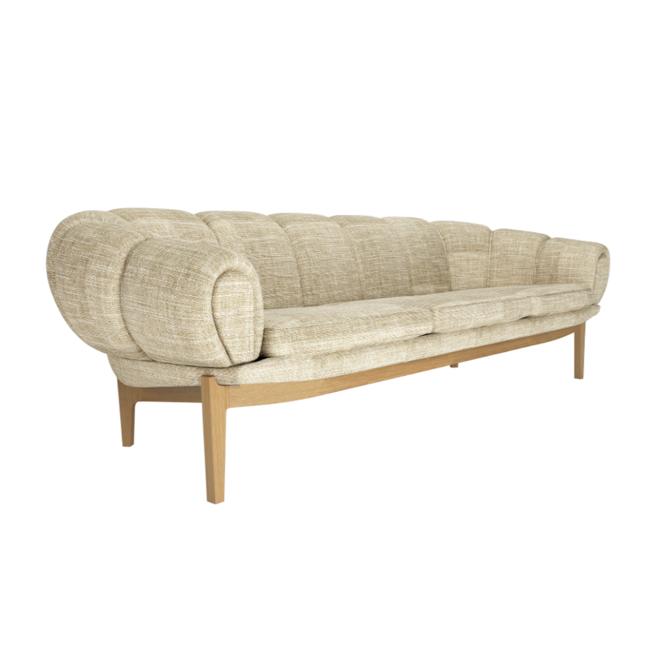 3-seater CROISSANT sofa upholstered with an oak base