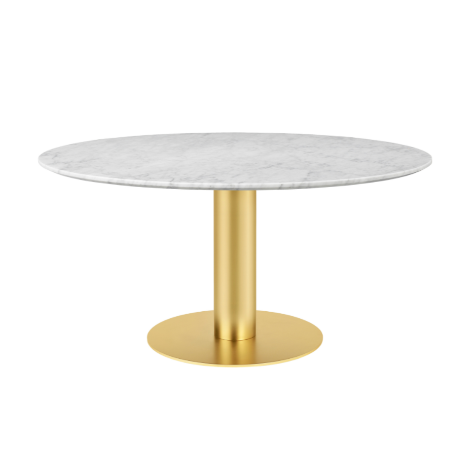 Round table 2.0 white marble with a gold base