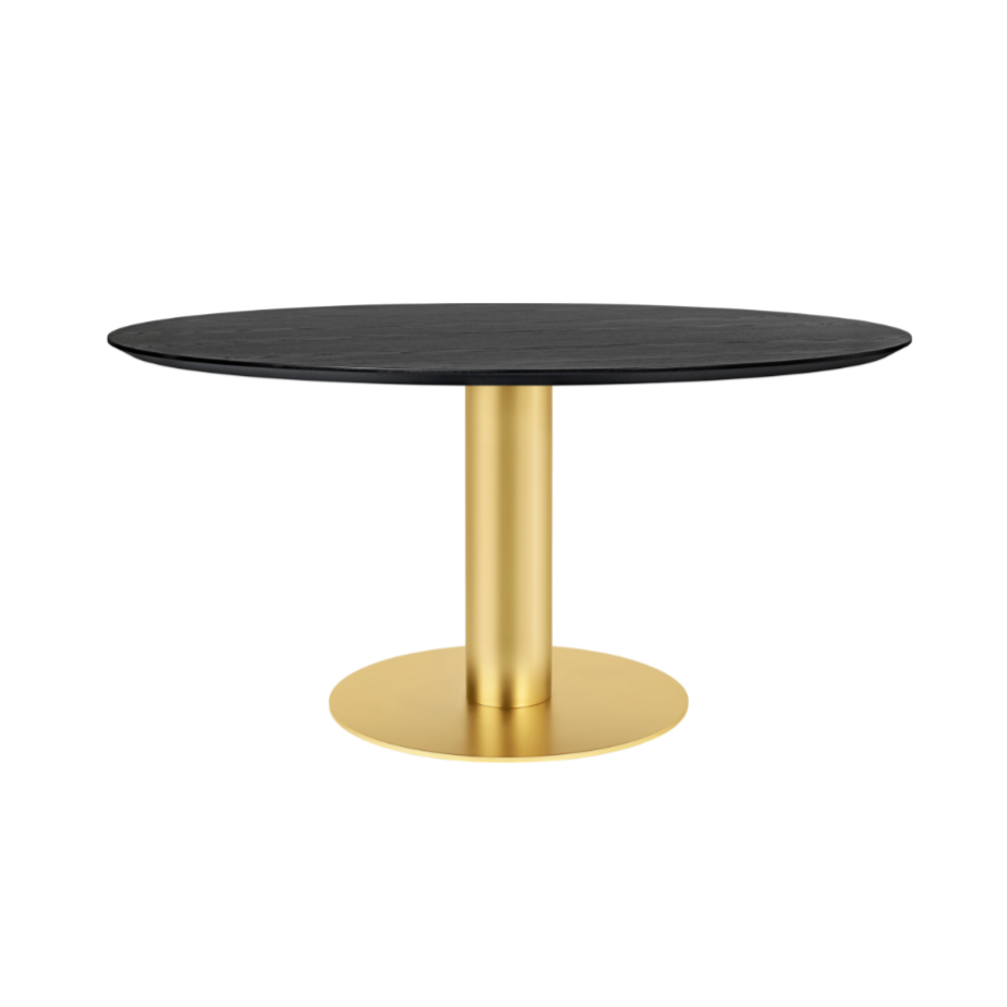 Round table 2.0 black ash wood with a gold base