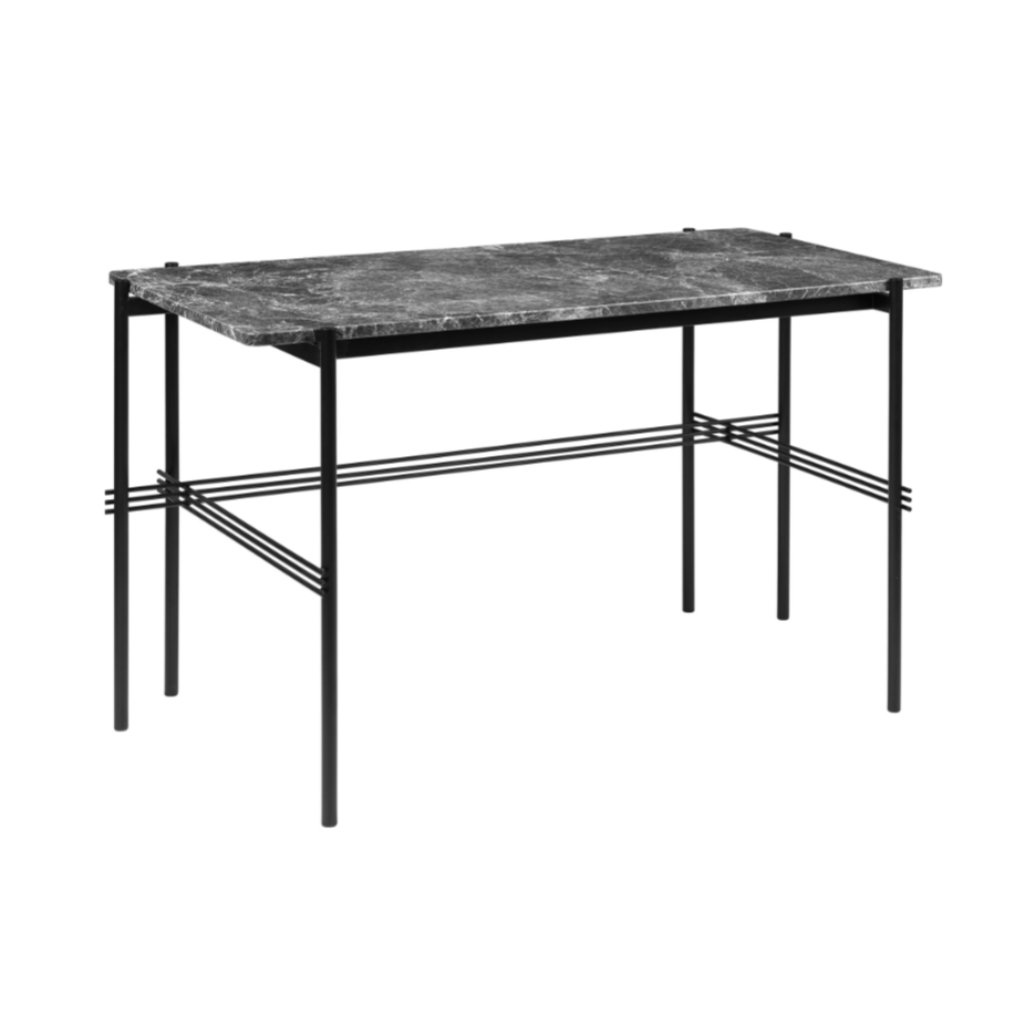 Schreibtisch TS grauer Marmor mit schwarzem Gestell