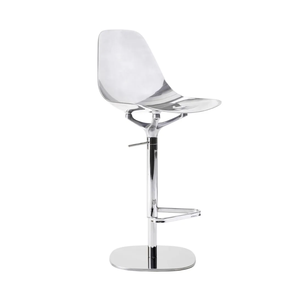 Höhenverstellbarer Hocker MAMMAMIA aus poliertem Aluminium