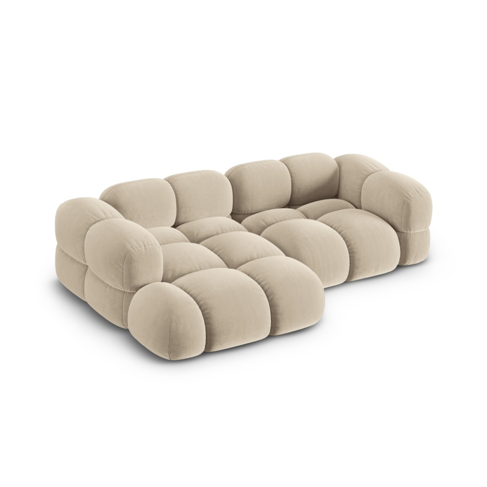 Left-facing 3-seater velvet corner sofa LORETTO beige