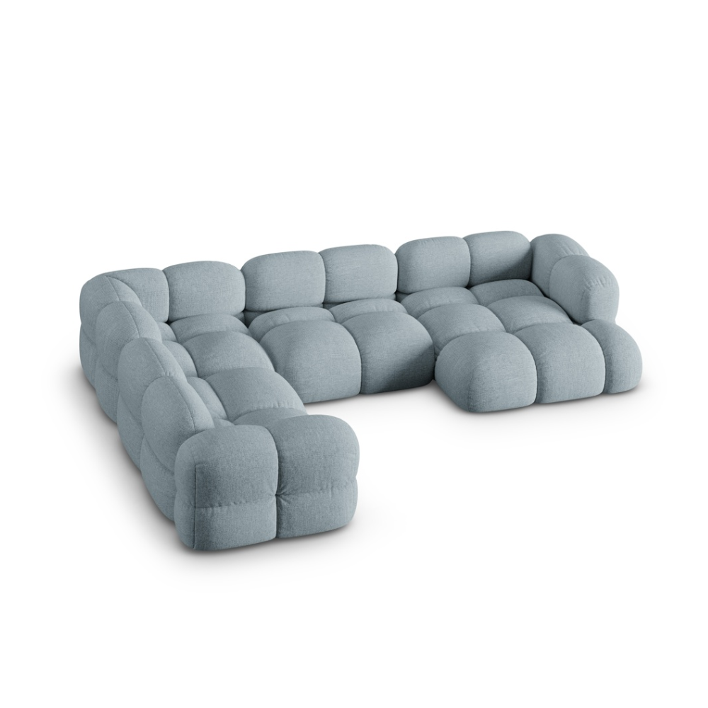 Left-facing U-shaped sofa LORETTO pastel blue