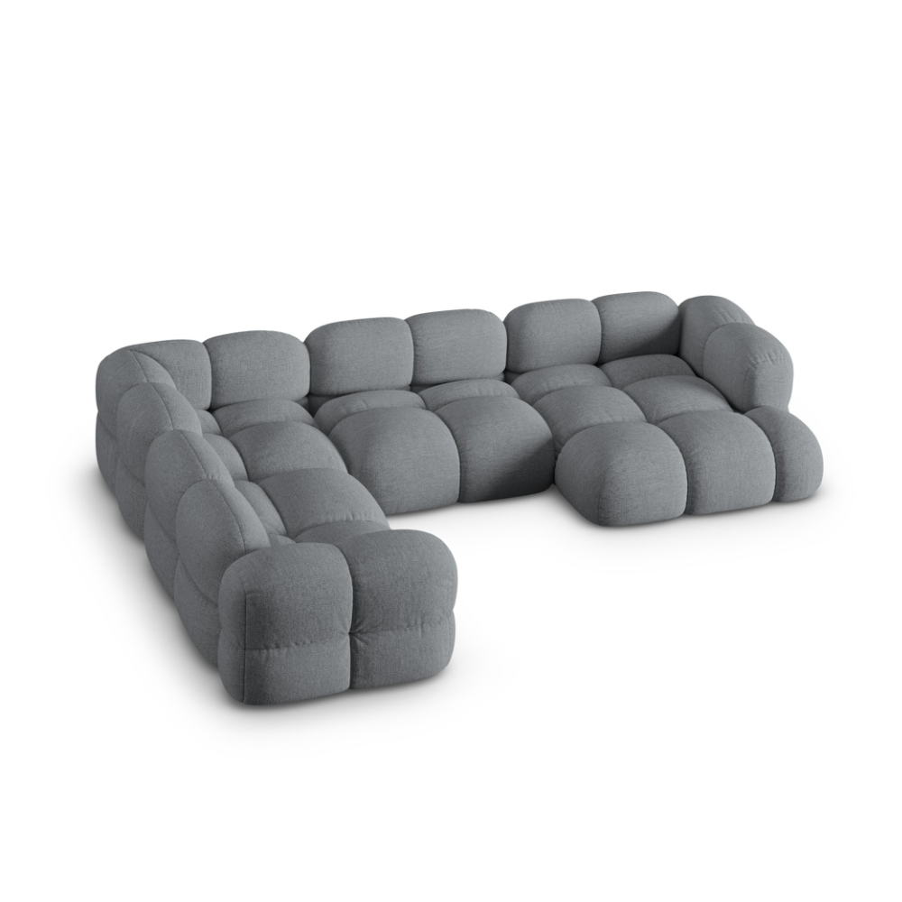 U-förmiger linker Ecksofa LORETTO grau-blau