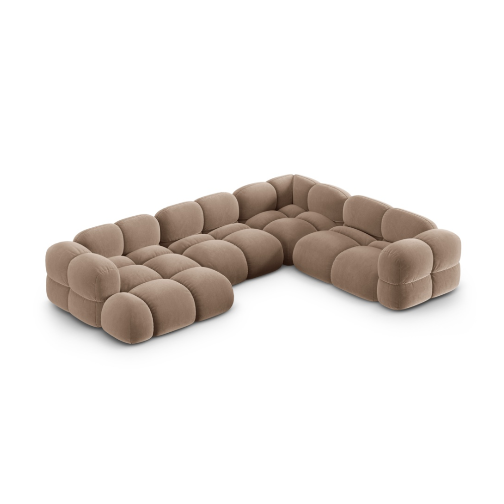 Right-facing U-shaped velvet corner sofa LORETTO in dark beige
