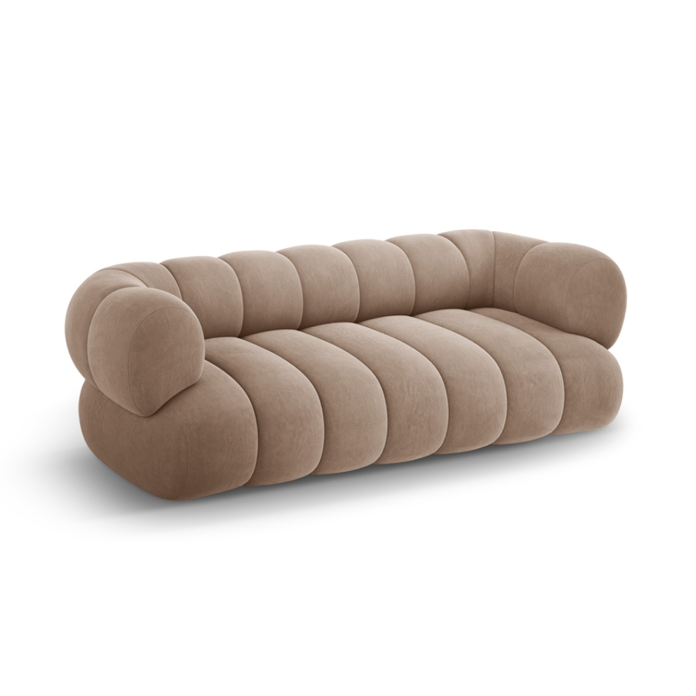 Sofa 3-sitzig aus Samt KOGE dunkelbeige