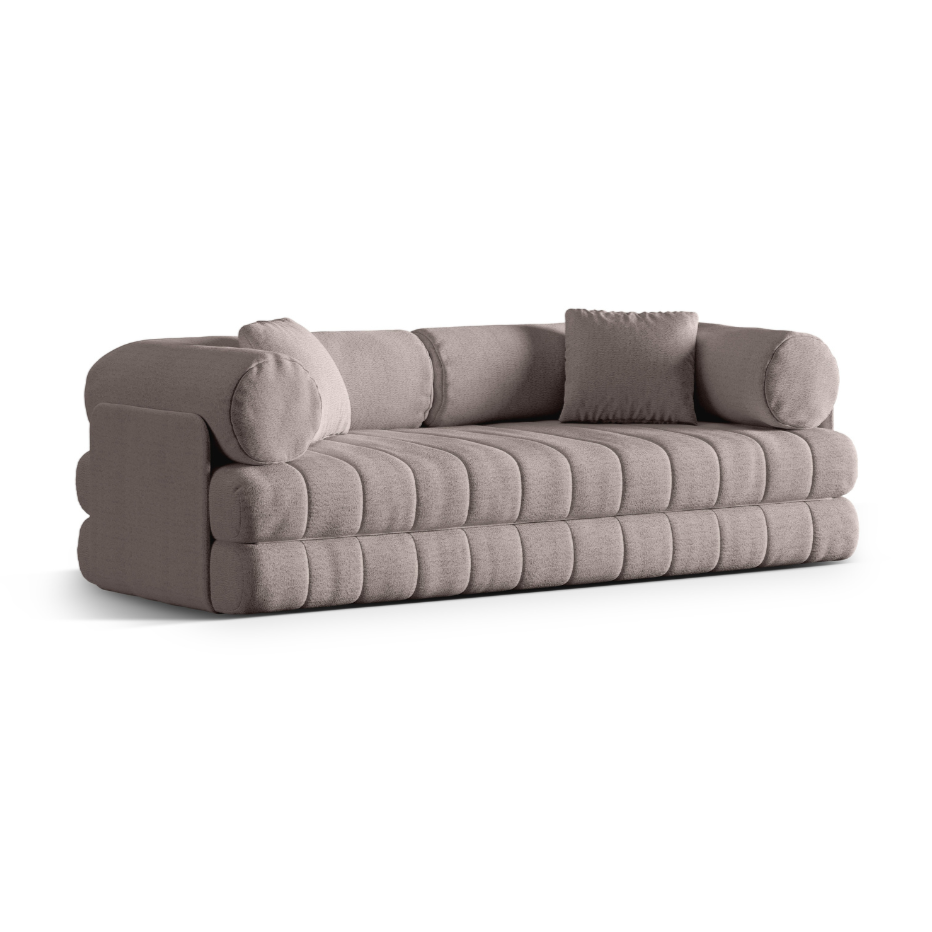 Sofa 3-Sitzer mit Schlafsofa-Funktion KEMI sandfarbener Bouclé
