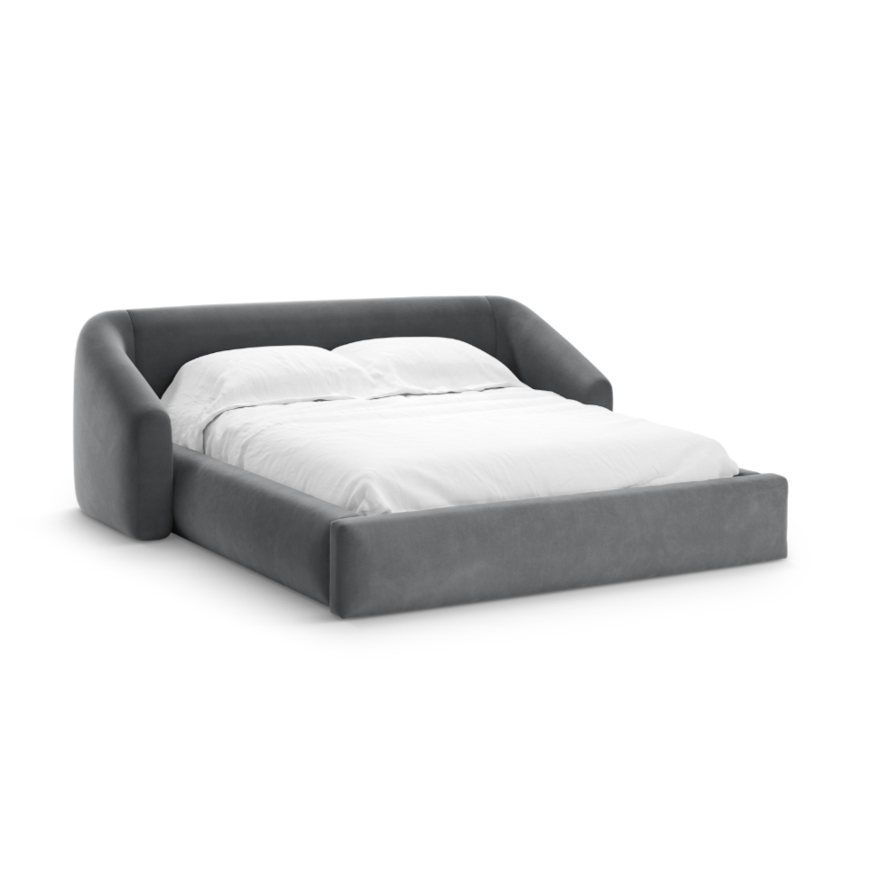 Samt Bett CAMPI dunkelgrau