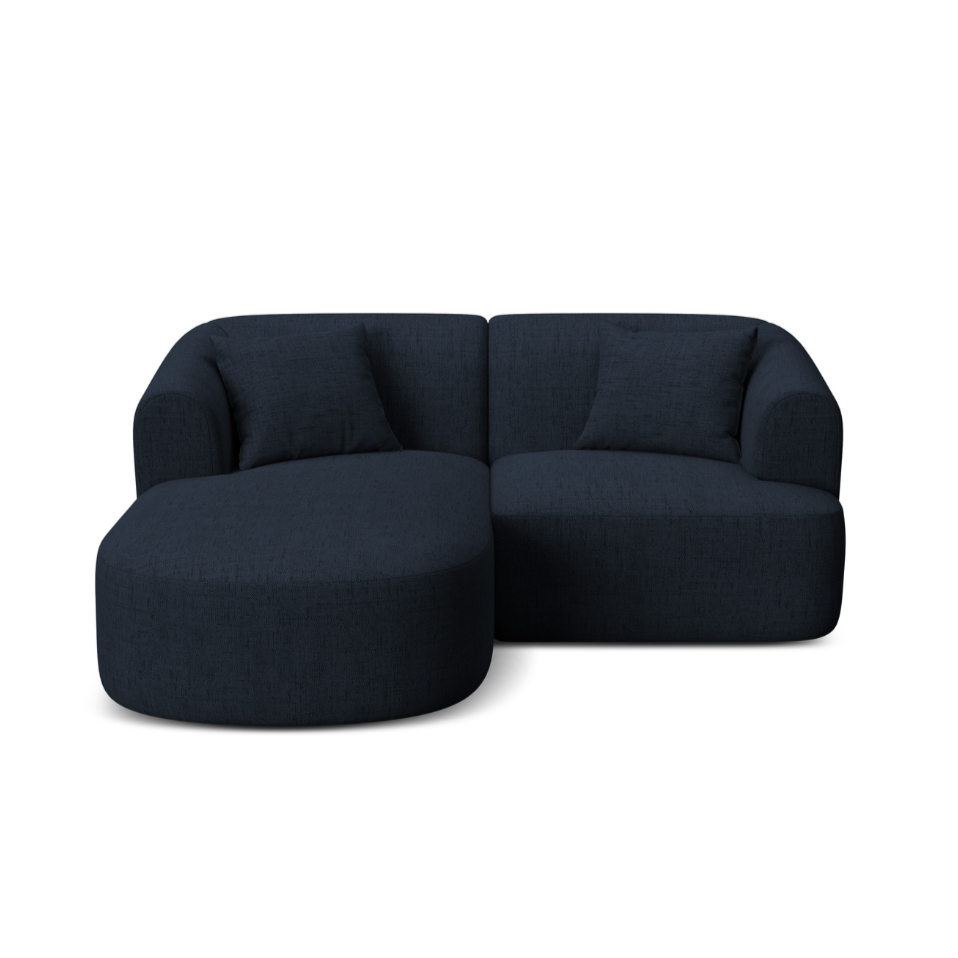 Left-facing 3-seater sofa CAMPI blue chenille