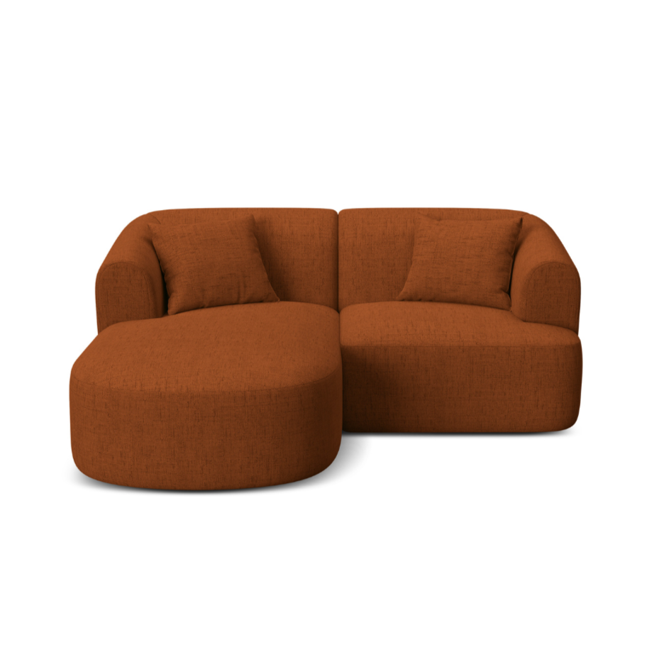 Linksseitige 3-Sitzer-Couch CAMPI ziegelrotes Chenille