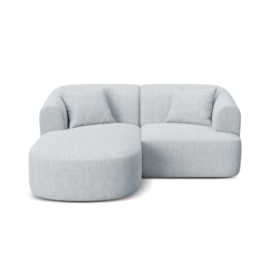 Linksseitiges 3-Sitzer-Sofa CAMPI hellgraues Chenille