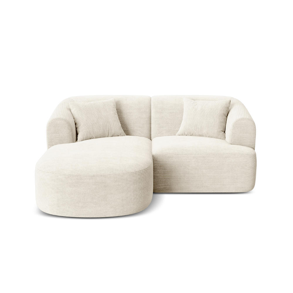 Linksseitiges 3-Sitzer-Sofa CAMPI in cremefarbener Cord-Optik