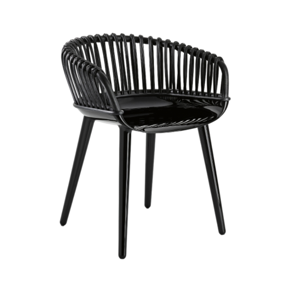 CYBORG CLUB chair in black with woven backrest