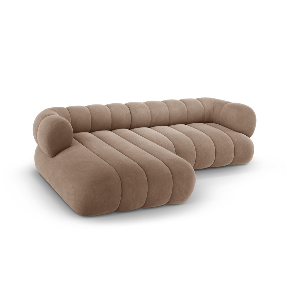 Left-facing velvet corner sofa for 5 people KOGE dark beige
