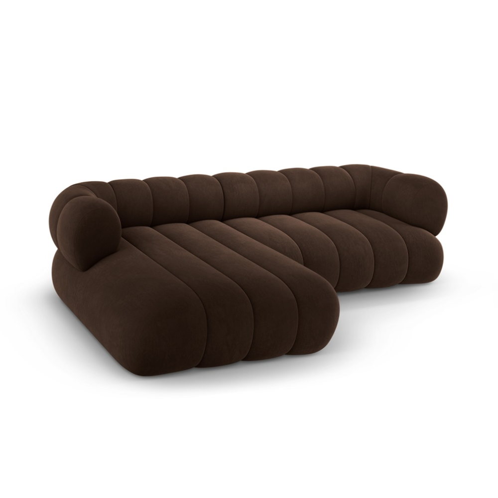 Samt-Ecksofa für 5 Personen links KOGE schokoladenbraun