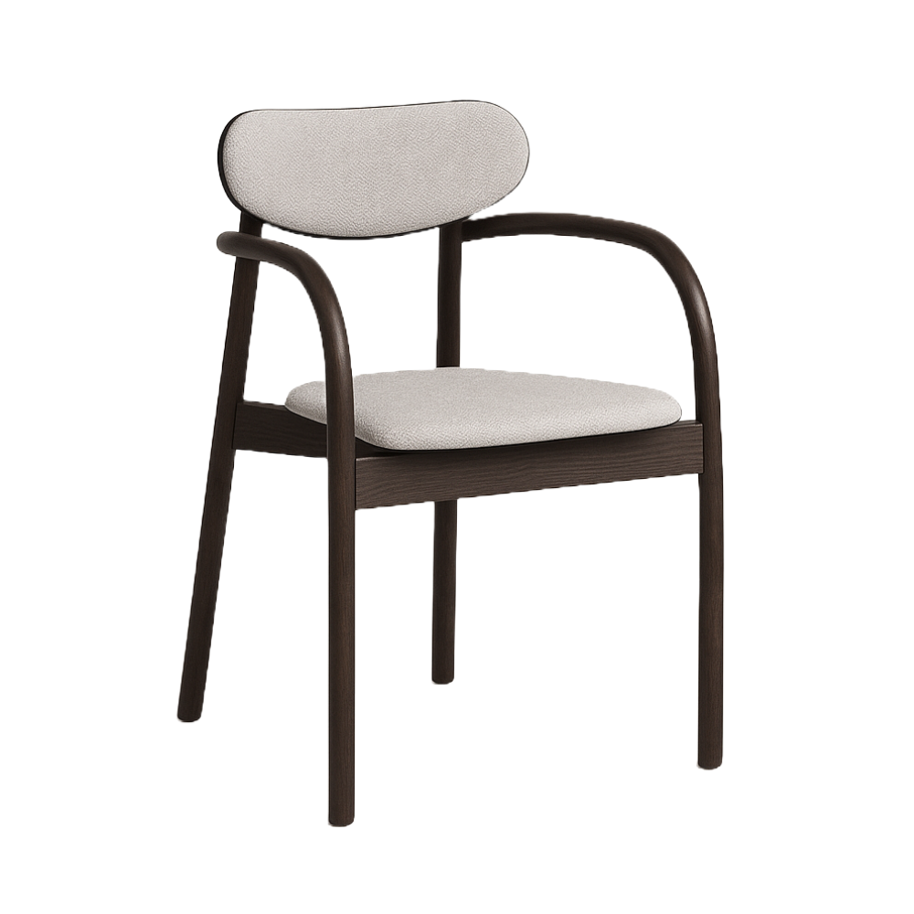 LA BENDA B-2961 armchair in light beige with a dark beech base - display model